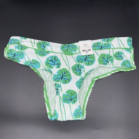 Diane Von Furstenberg  Geranium Leaf Sea Twig Cotton Stretch Cheeky Panty - Picture 2 of 8
